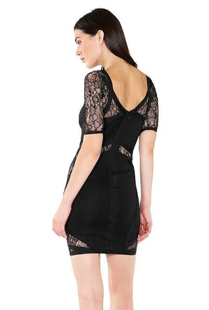 Ramona Lace Insert Black Bandage Dress – Rag & Muffin