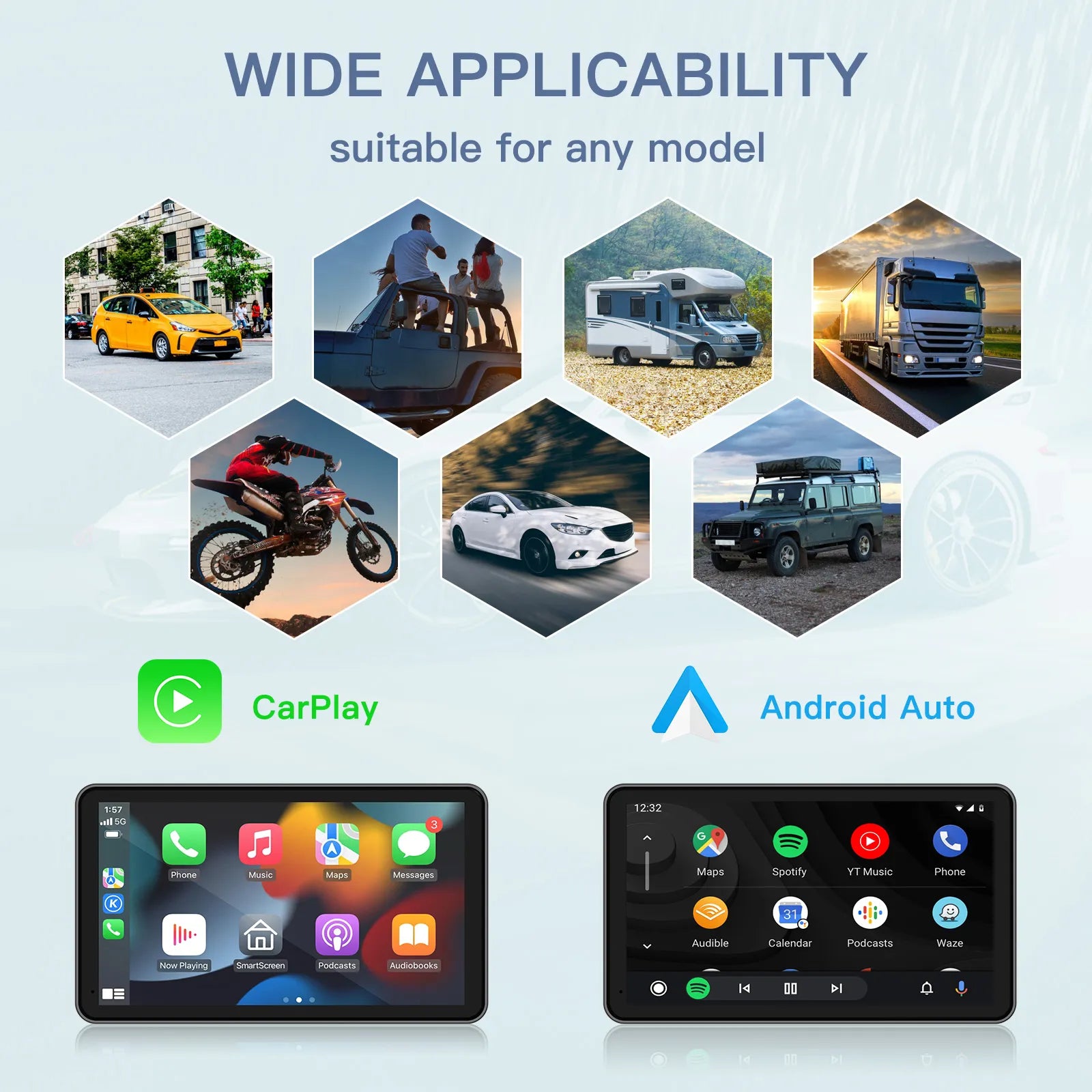 7" Wireless CarPlay & Wireless Android Auto Touch Screen