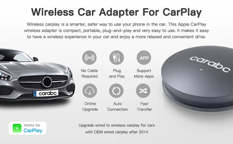 Wireless CarPlay Adapter -5.8GHz WiFi, Low Latency, Plug & Play for Al