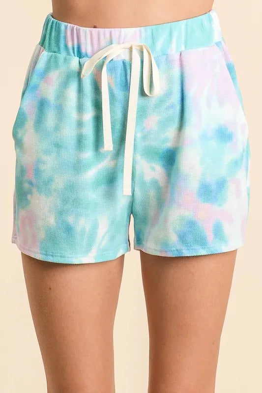 BiBi Tie Dye Print Casual Shorts with Twill
