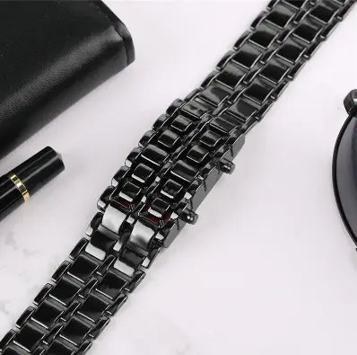 Montre Métallique à Affichage Led