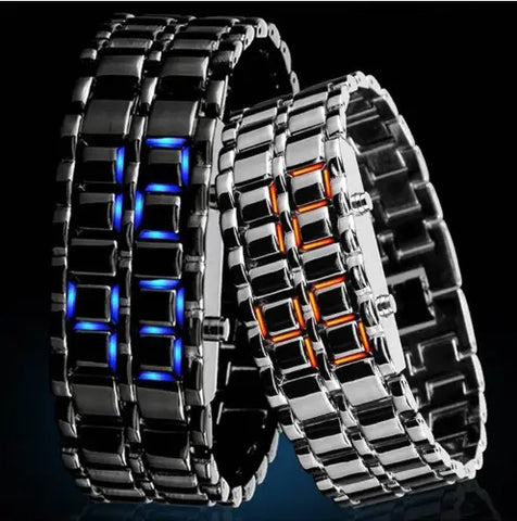 Montre Métallique à Affichage Led