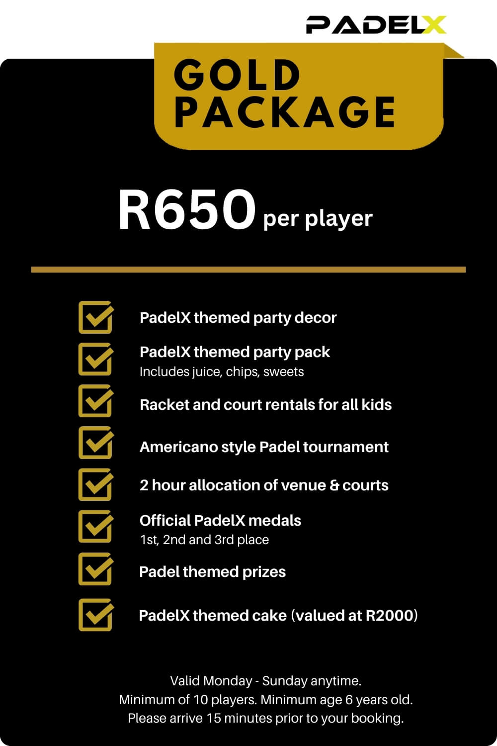 PadelX Kids Part Package Gold