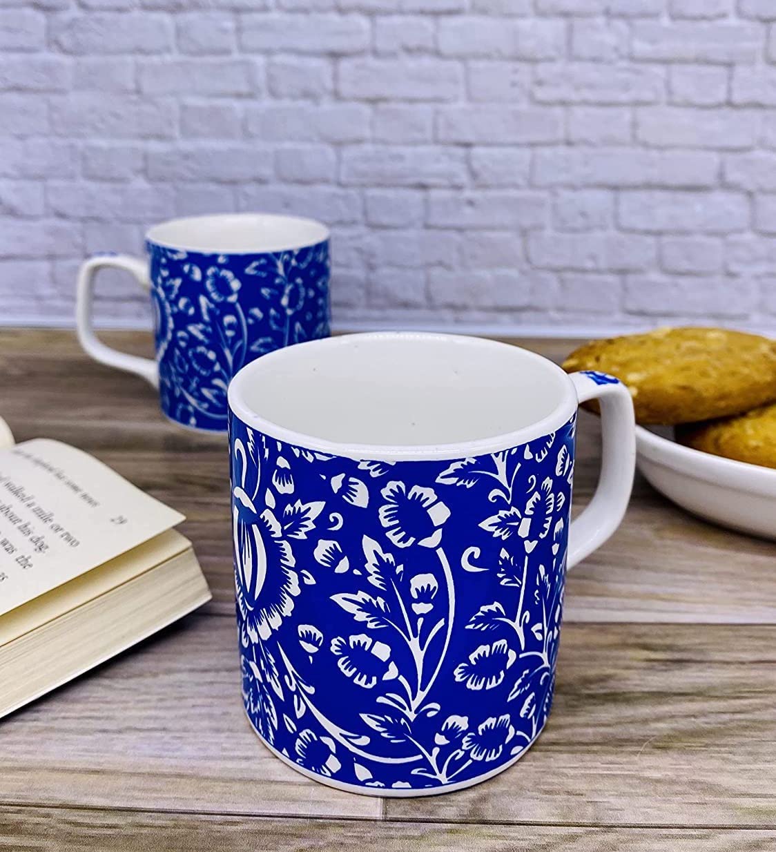 Studio Blue Pottery Ceramic Coffee Mugs - Set Of 2