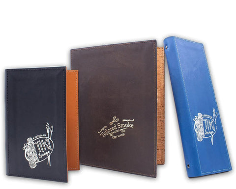 Leather menu covers with binder ring mechanism