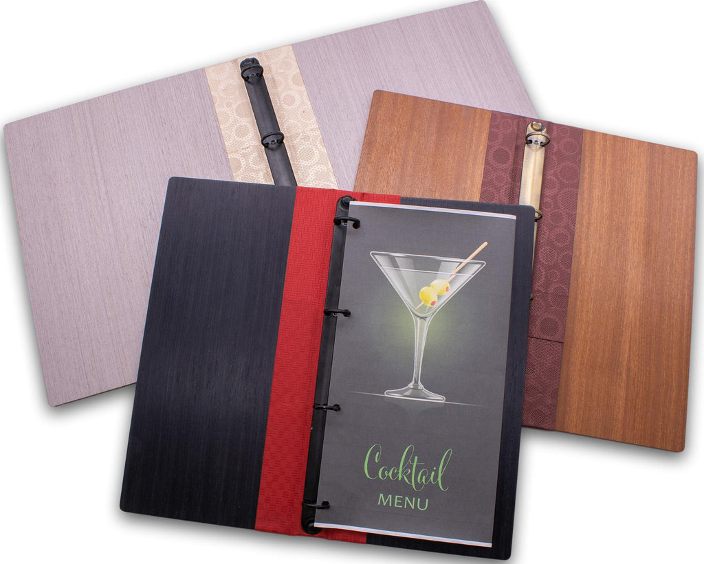 custom embossed 3 ring menu binder