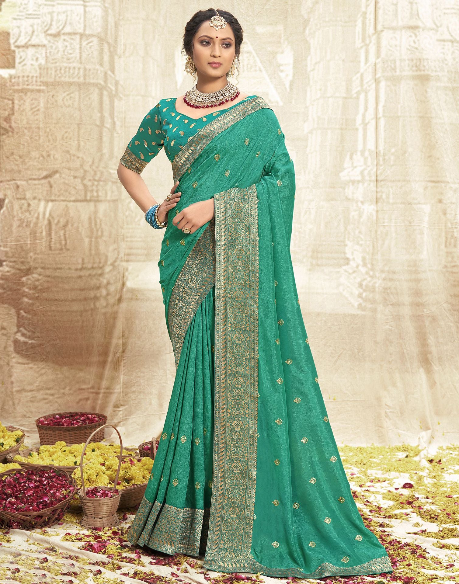 Shop Rama Green Color Paithani Silk Saree with Meenakari Zari Woven Festive  Wear Online at Best Price | Cbazaar