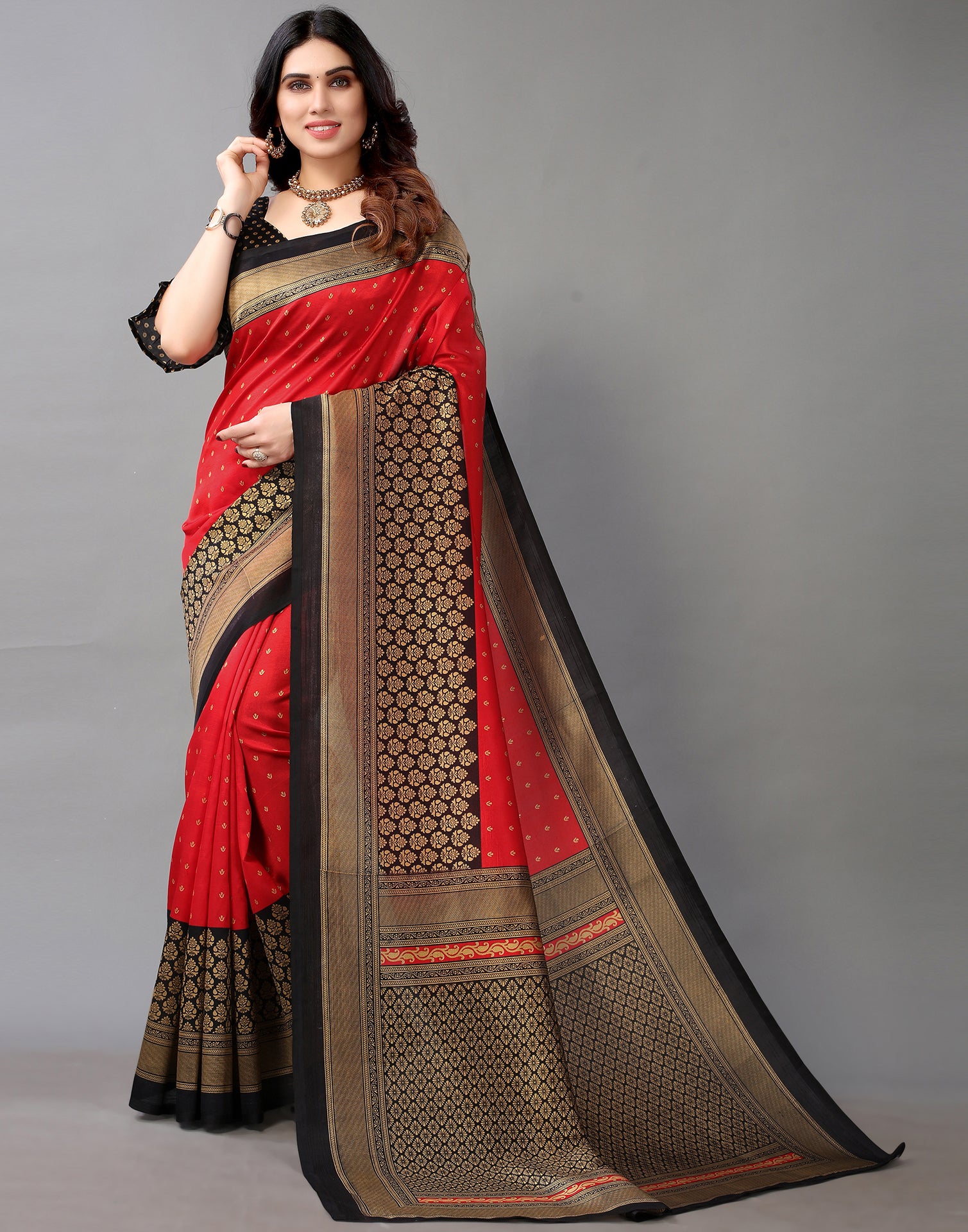 Buy Black Red Color Handloom Sequence Work Cotton Silk Saree With Blouse  Piece.sufiyaart Online in India - Etsy