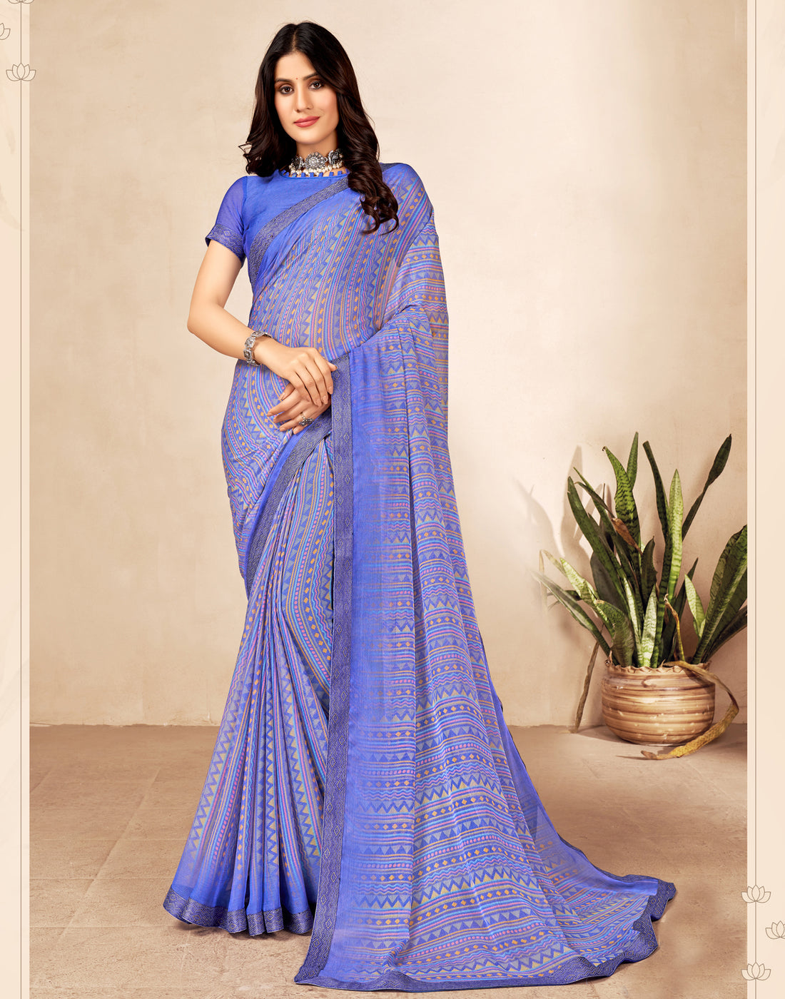 Purple Readymade Draped Saree In Chiffon 5153SR01