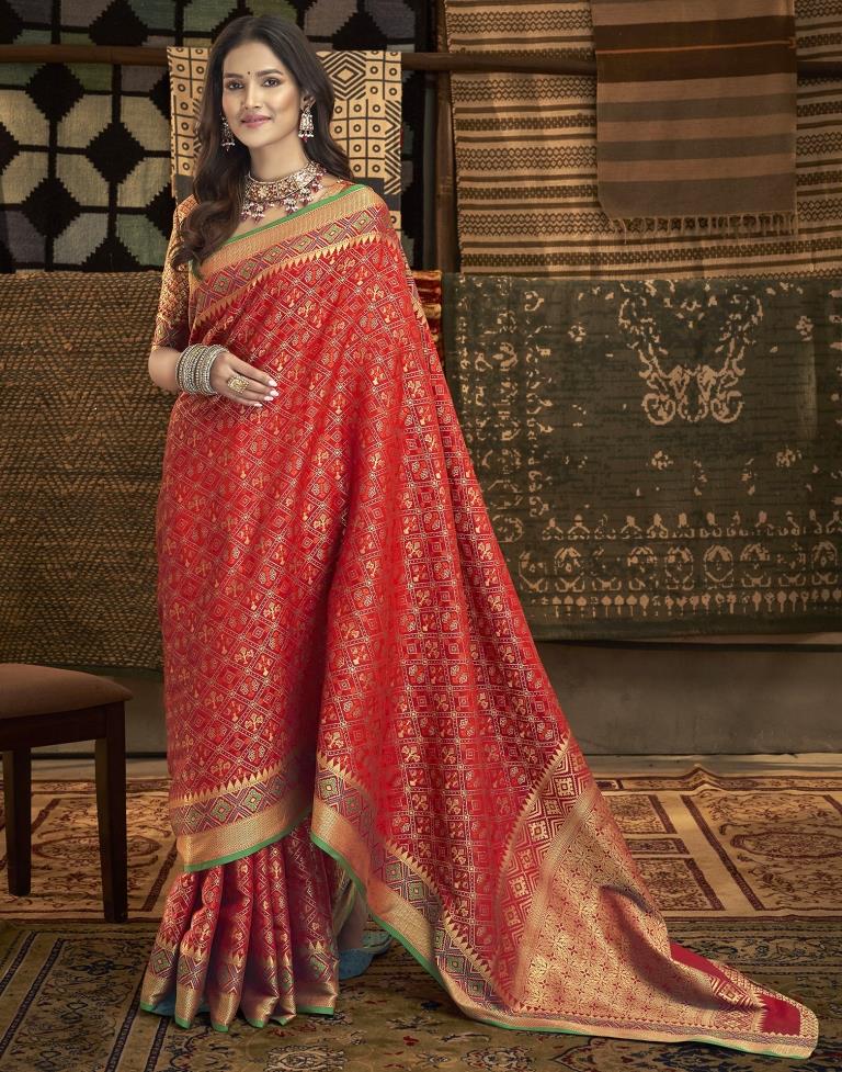 Latest patola silk red saree - G3-WSA54077 