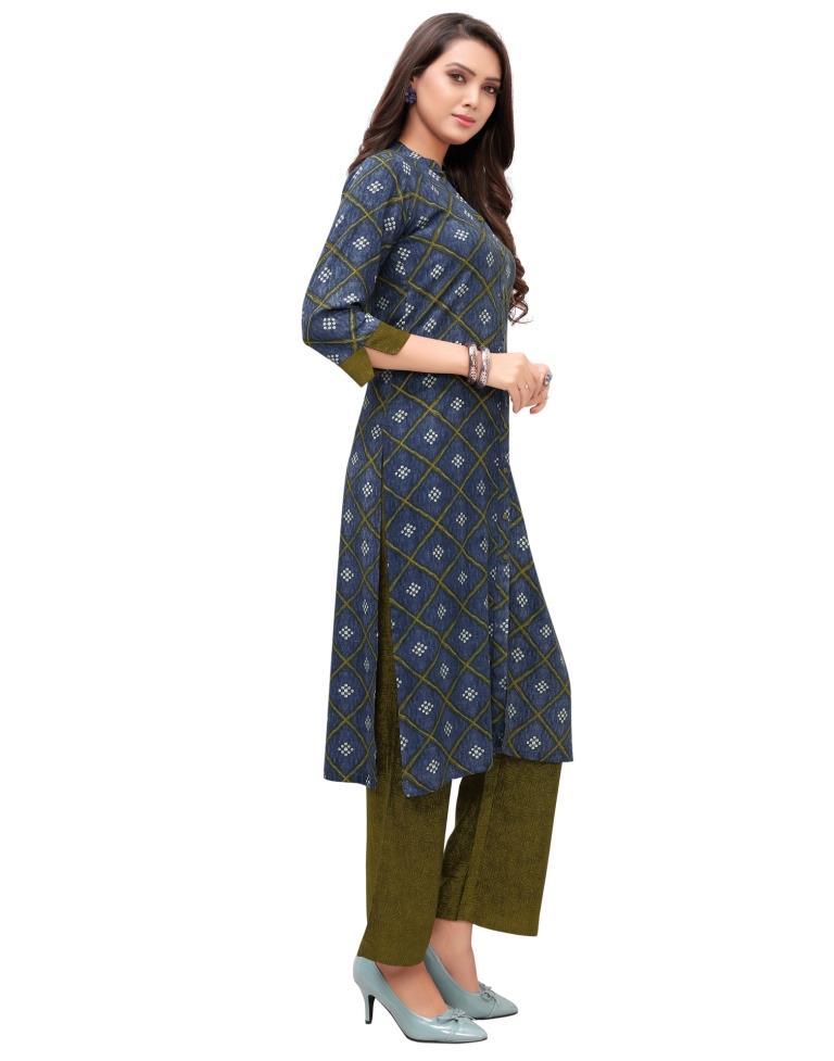 Medium Navy Blue A Line Printed Cotton Kurti at Rs 425/piece in