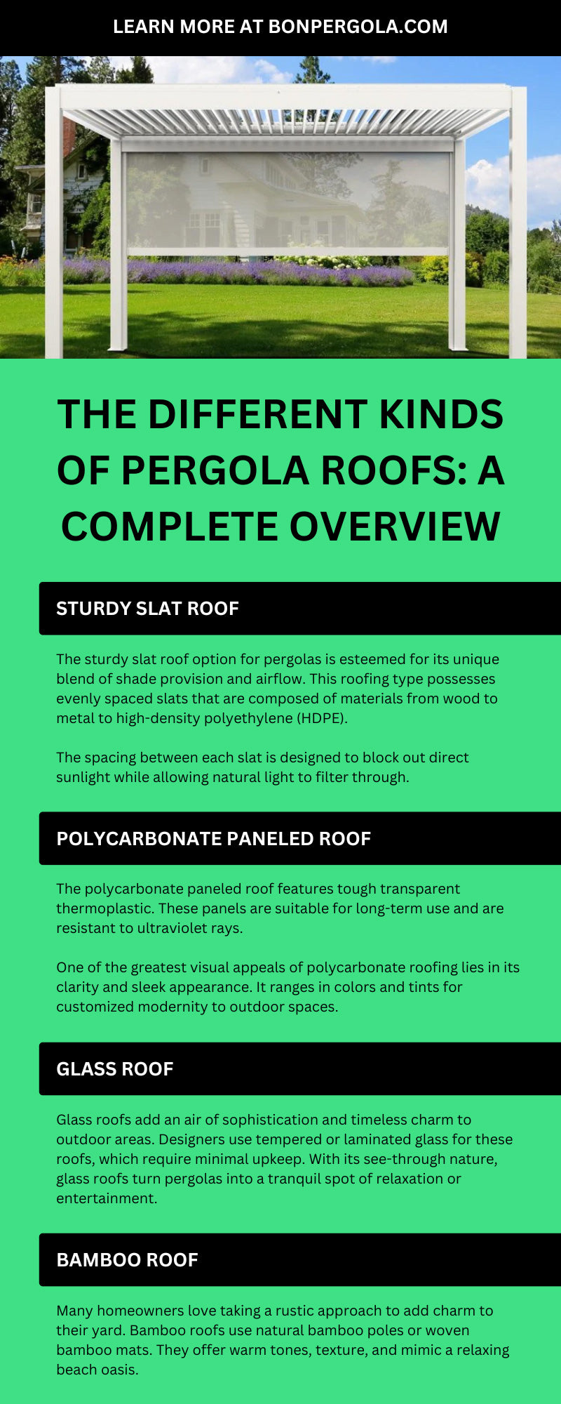 The Different Kinds of Pergola Roofs: A Complete Overview