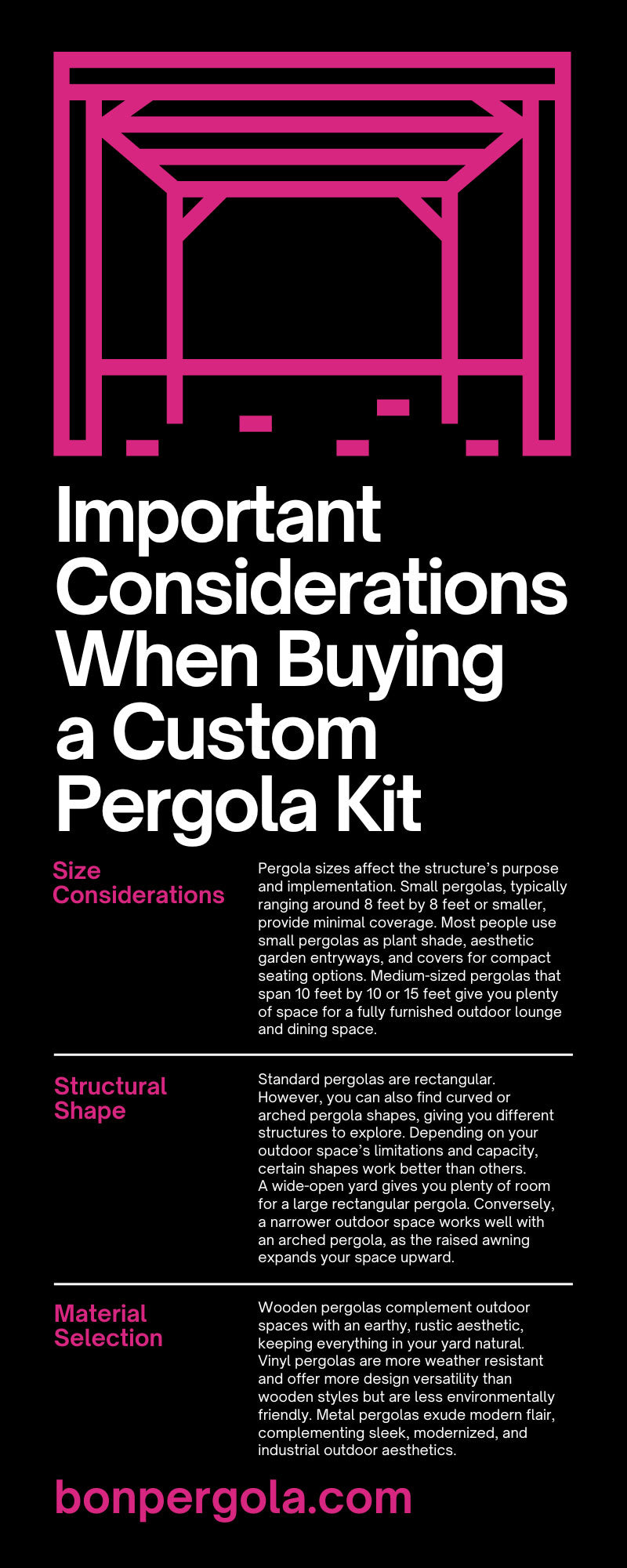 Important Considerations When Buying a Custom Pergola Kit