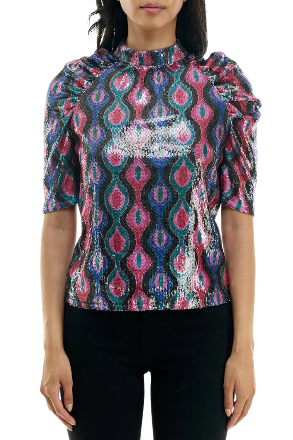 Nicole Miller All Over Sequin TOP