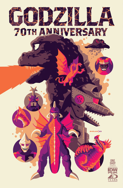 Godzilla: 70th Anniversary comic book cover RI 1:25 by Tom Whalen