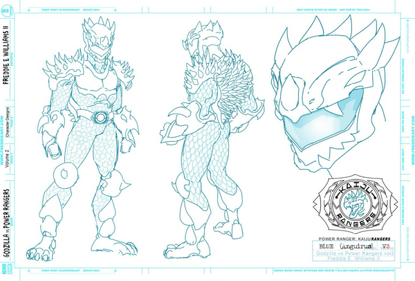 Godzilla vs. MMPR II Blue Ranger Anguirus Design