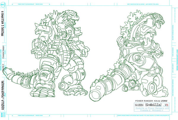 Godzilla vs. MMPR II Godzilla Green Kaiju Zord Design