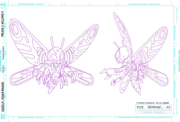 Godzilla vs. MMPR II Mothra Pink Kaiju Zord Design