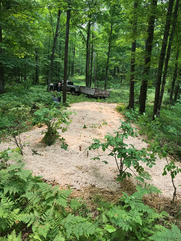 My trailer held 5 yards of hardwood sawdust that I got from my local sawmill for free, that I made this 5x50' Mushroom Food Plot with.