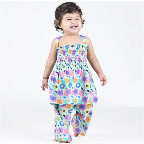 Smocked Kurta Top For Kids'