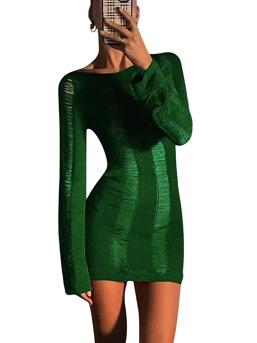 Backless Ripped Knit Mini Dress for Casual Beach Style - Image 19