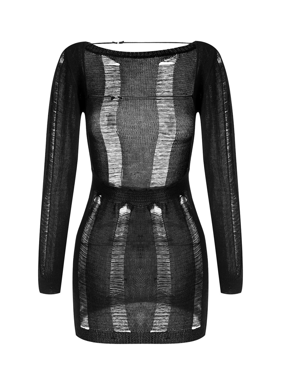 Backless Ripped Knit Mini Dress for Casual Beach Style - Image 26