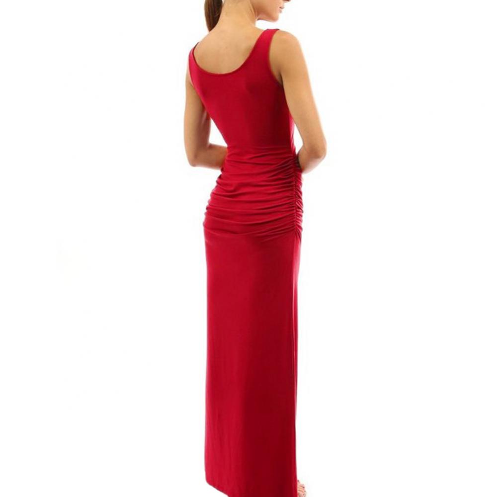 Solid Color Sleeveless Maxi Dress with Side Split - Image 12