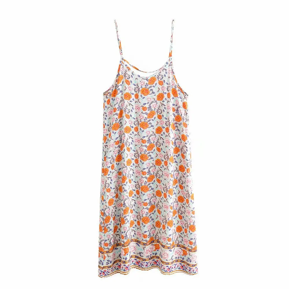 Vintage Floral Print Backless Sleeveless Summer Dress for Women - Image 16