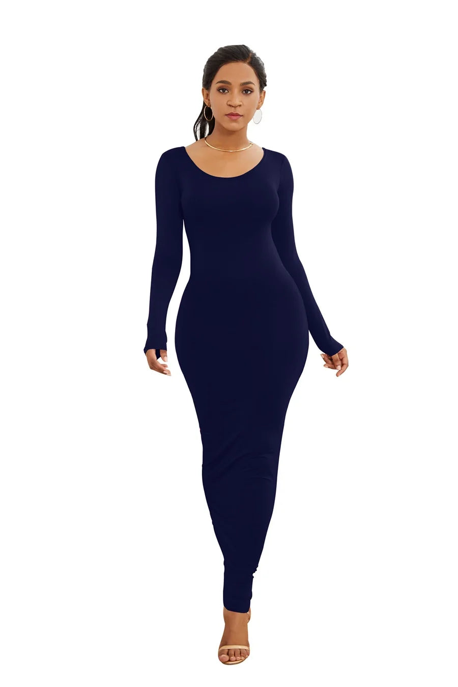 Sexy Bodycon Maxi Dress for Casual Parties - Long Sleeve - Image 18