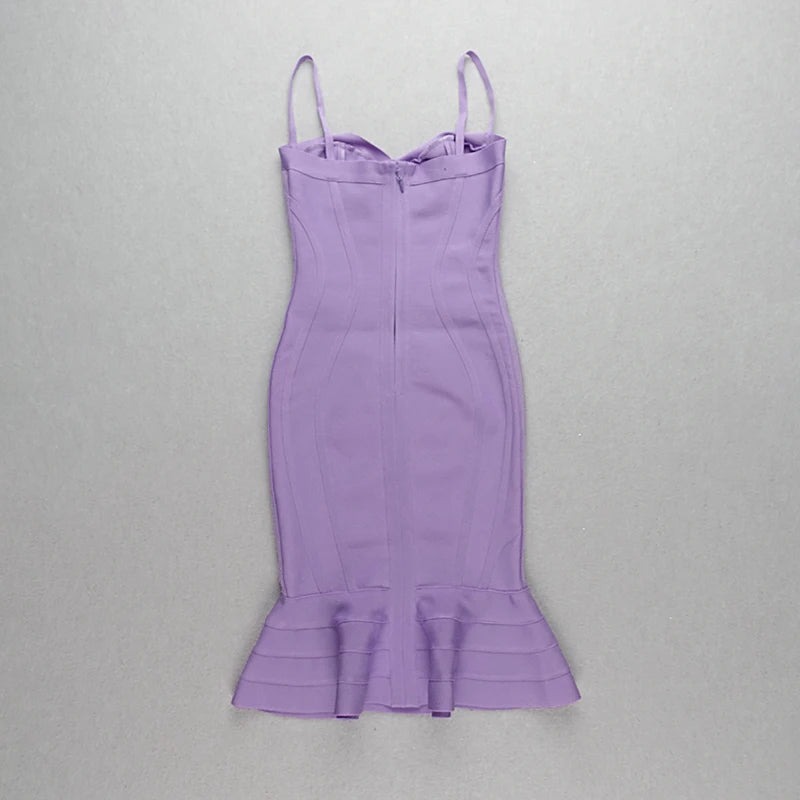 Elegant Pink and Yellow Knee-Length Bandage Dress for Parties - Image 24