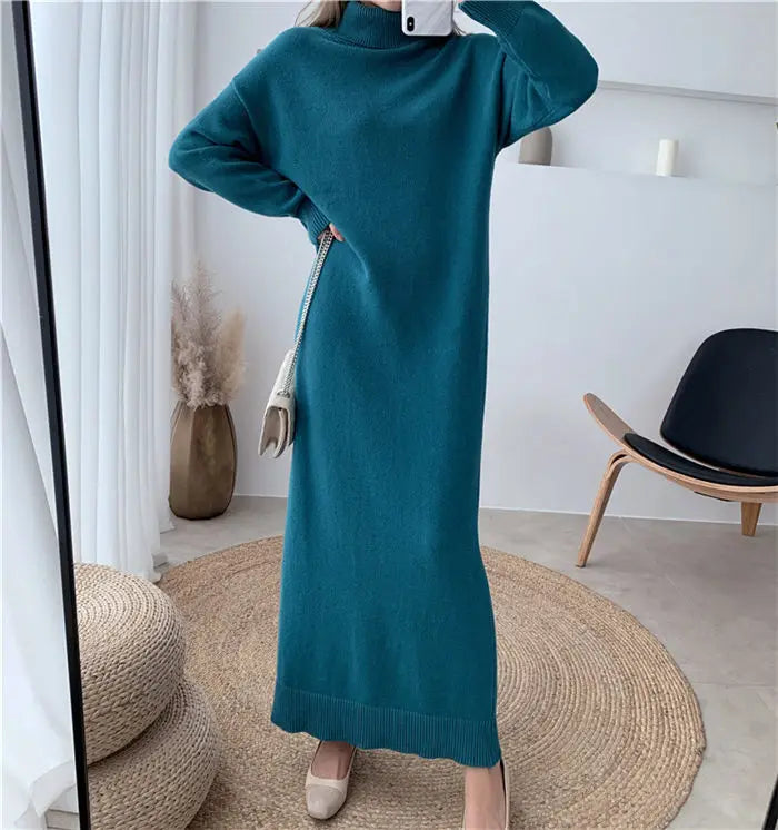 Extra Long High-Neck Sweater Dress for Women - Image 25