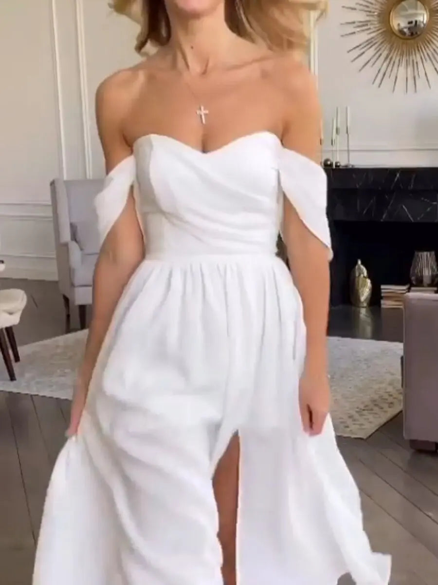 Chic Off-Shoulder Chiffon Bridesmaid Dress for Summer Events - Image 14