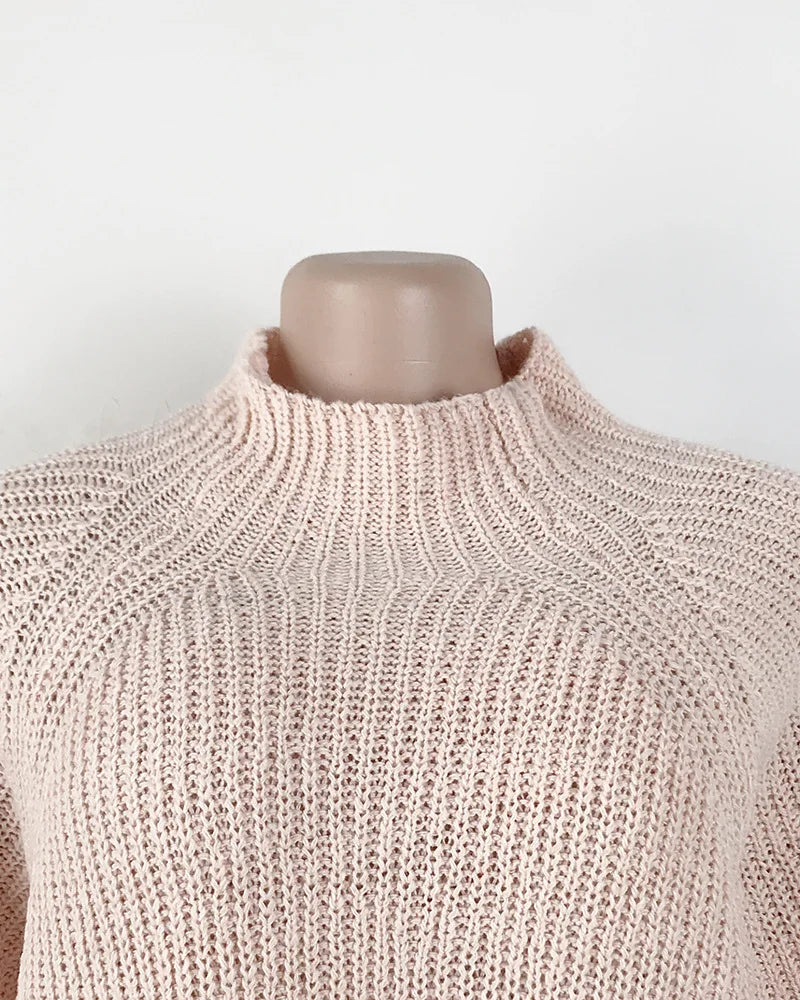 Elegant Women's Knitted Turtleneck Mini Sweater Dress - Image 16