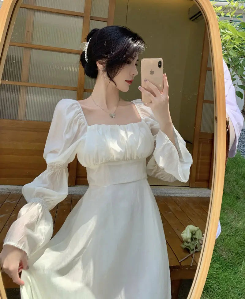 Elegant Pink Puff Sleeve Chiffon Dress for Women - Image 13