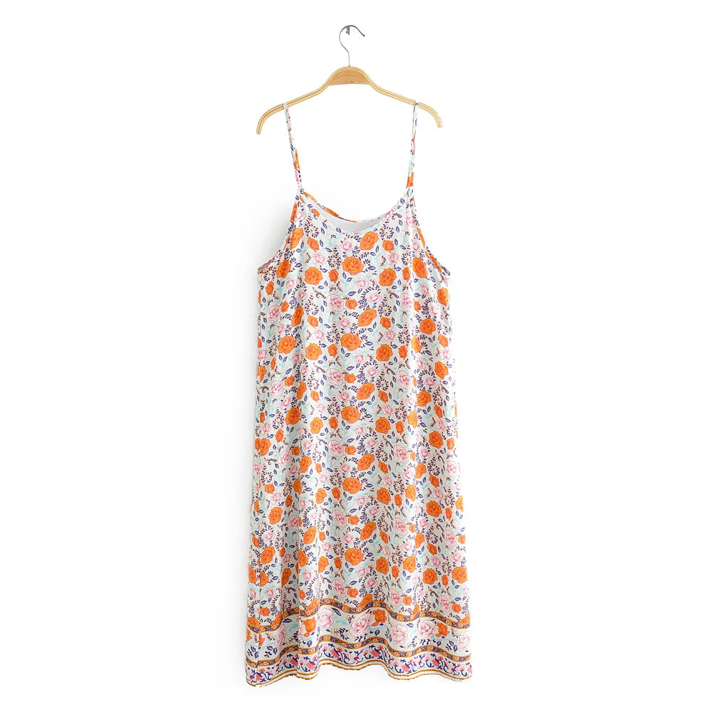 Vintage Floral Print Backless Sleeveless Summer Dress for Women - Image 18