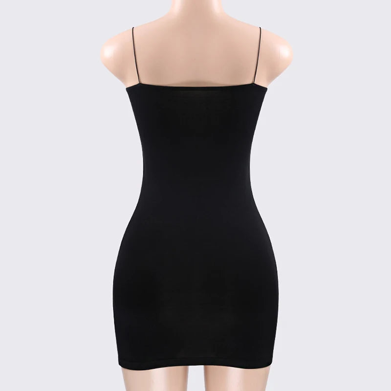 Sexy Black Spaghetti Strap High Waist Mini Dress - Image 14