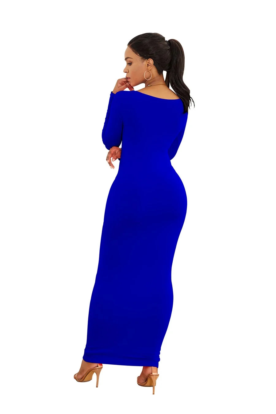 Sexy Bodycon Maxi Dress for Casual Parties - Long Sleeve - Image 26