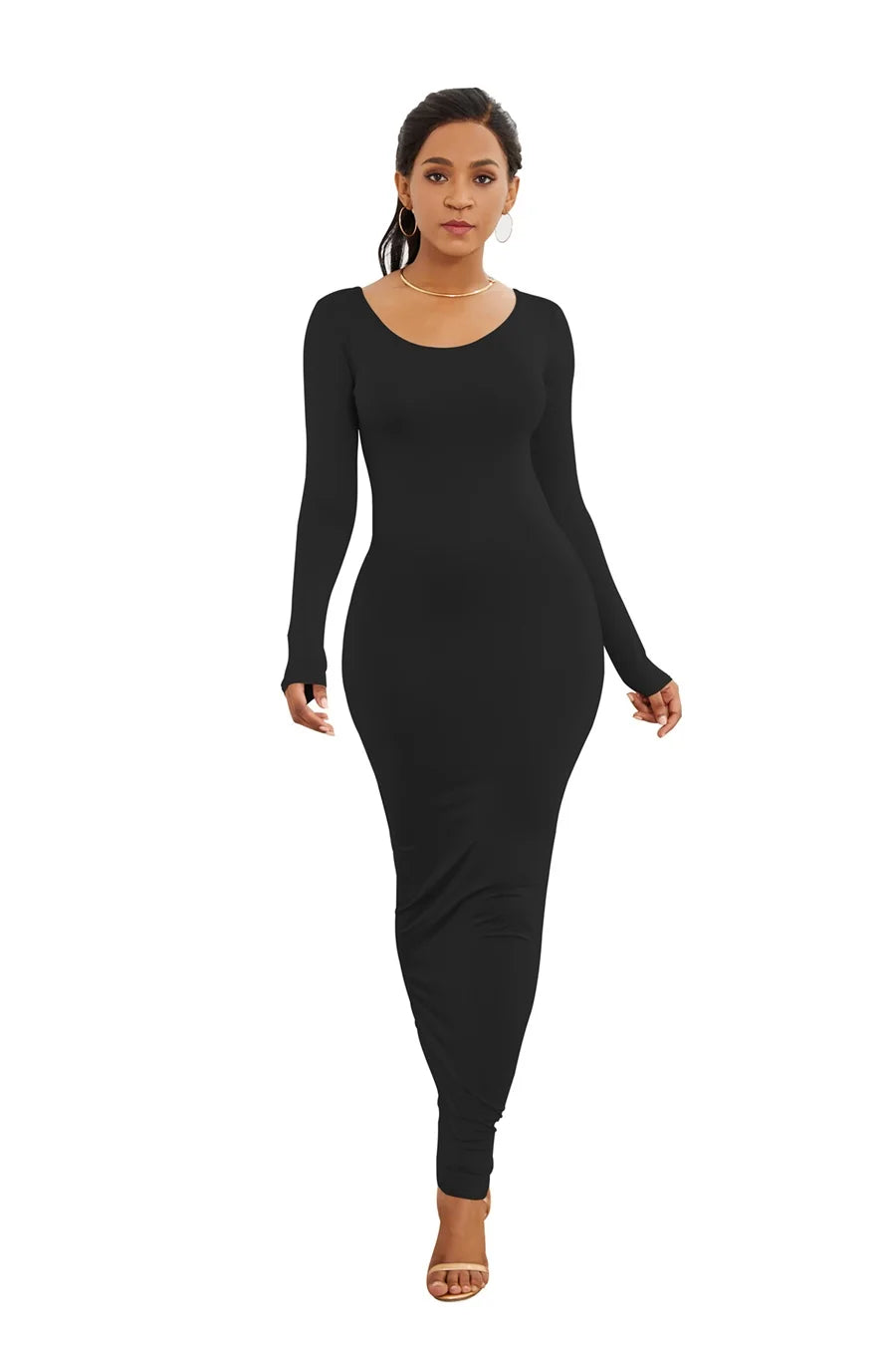 Sexy Bodycon Maxi Dress for Casual Parties - Long Sleeve - Image 22
