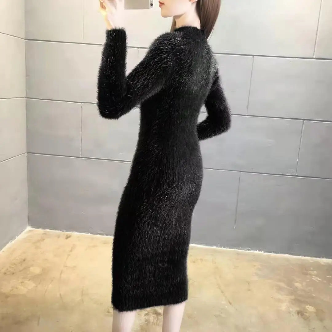Thick Warm Turtleneck Sweater Dress for Women - Image 19