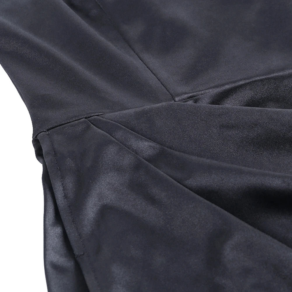 Chic V-Neck Satin Silk High Split Summer Dress - Image 18