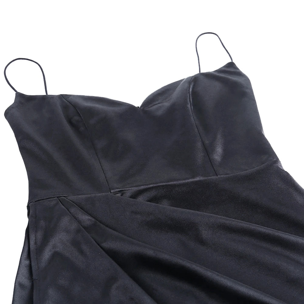 Chic V-Neck Satin Silk High Split Summer Dress - Image 17