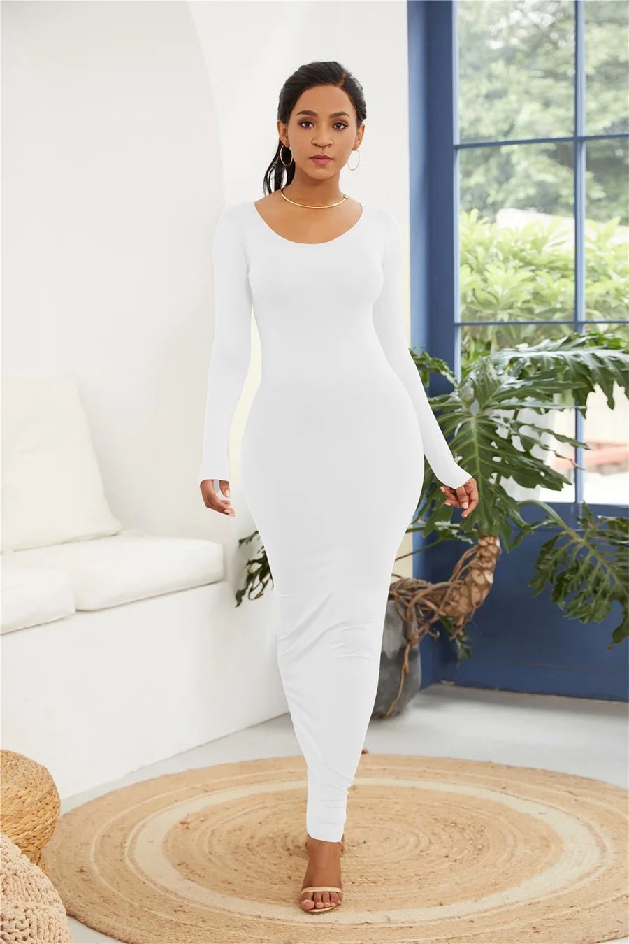 Sexy Bodycon Maxi Dress for Casual Parties - Long Sleeve - Image 6