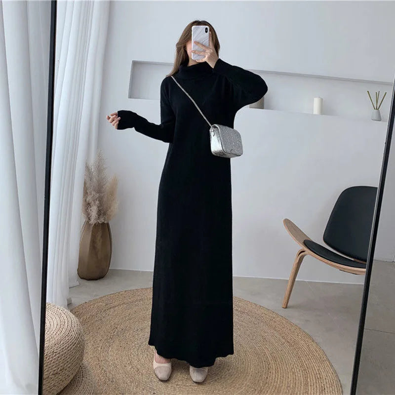 Extra Long High-Neck Sweater Dress for Women - Image 3