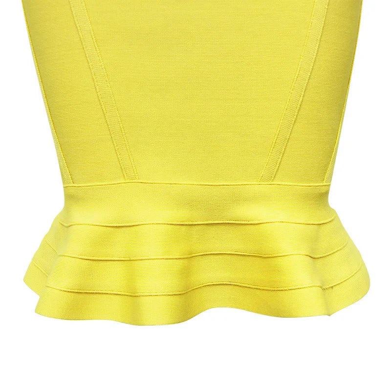 Elegant Pink and Yellow Knee-Length Bandage Dress for Parties - Image 19
