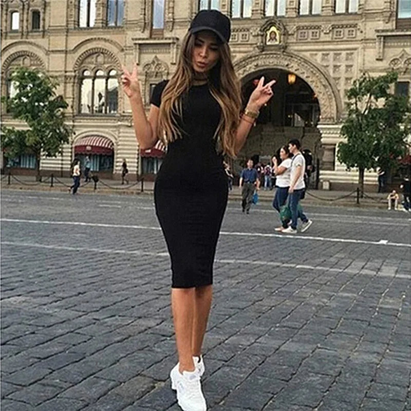 Knee-Length Summer Bodycon Dresses for Women - Short Sleeve - Image 10