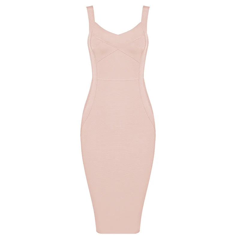 Elegant Sleeveless Rayon Bandage Bodycon Dress for Women - Image 44