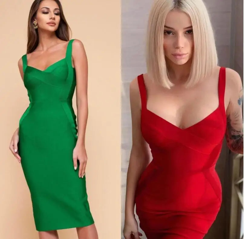 Elegant Sleeveless Rayon Bandage Bodycon Dress for Women - Image 13