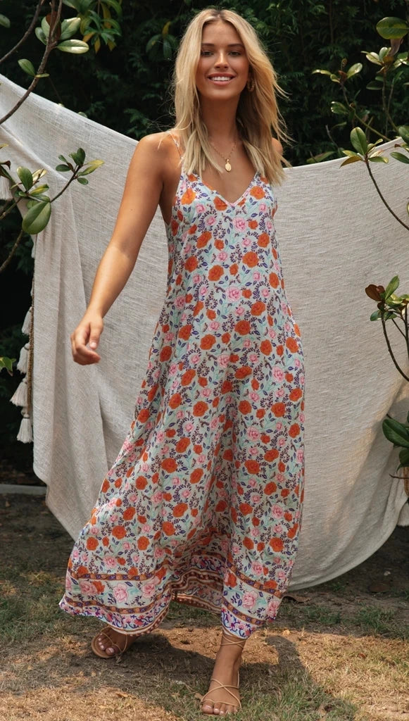 Vintage Floral Print Backless Sleeveless Summer Dress for Women - Image 13