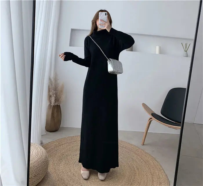Extra Long High-Neck Sweater Dress for Women - Image 30