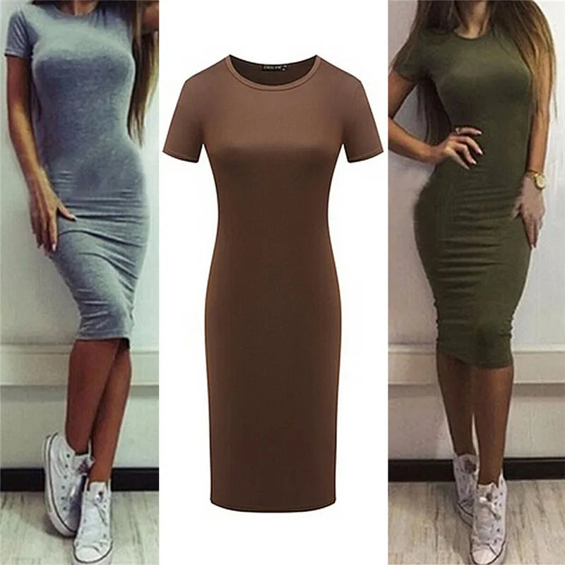 Knee-Length Summer Bodycon Dresses for Women - Short Sleeve - Image 14